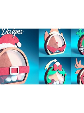 Σετ των 2 Intra απο ξύλο plywood 3mm-4mm πάχος Χριστουγεννιάτικη θήκη καραμέλας με | Δίασταση 15x15 cm INTRAFABR-72172029