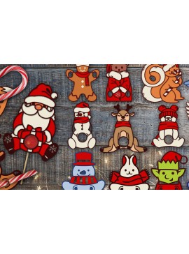 Σετ των 3 Intra απο ξύλο plywood 3mm-4mm πάχος με χριστουγεννιάτικη θήκη Δίασταση 8x8 cm INTRAFABR-84650672