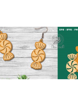 Σετ των 3 Intra απο ξύλο plywood 3mm-4mm πάχος Χριστουγεννιάτικα σκουλαρίκια με λέιζερ καραμέλα 1 Δίασταση 3x3 cm INTRAFABR-112553086