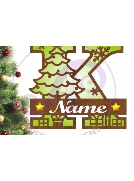 Intra απο ξύλο plywood 3mm-4mm πάχος Χριστουγεννιάτικο μονόγραμμα με κεφαλαίο γράμμα K Δίασταση 30x20 cm INTRAFABR-79721543