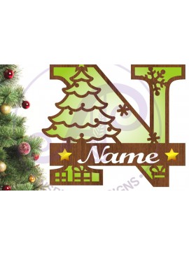 Intra απο ξύλο plywood 3mm-4mm πάχος Χριστουγεννιάτικο μονόγραμμα με κεφαλαίο γράμμα N Δίασταση 30x20 cm INTRAFABR-79721670