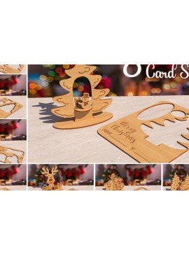 Σετ των 2 Intra απο ξύλο plywood 3mm-4mm πάχος Κόψιμο με λέιζερ με βάση χριστουγεννιάτικων καρτών Δίασταση 15x15 cm INTRAFABR-79847305