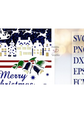 Σετ των 3 Intra απο ξύλο plywood 3mm-4mm πάχος Χριστουγεννιάτικη κάρτα κομμένα έγχρωμα πρότυπα Δίασταση 5x5 cm INTRAFABR-85840569