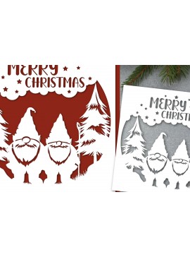 Intra απο ξύλο plywood 3mm-4mm πάχος Χριστουγεννιάτικη κάρτα , Gnome Paper Cut Δίασταση 3000x3000 cm INTRAFABR-119714260