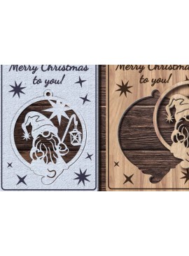 Σετ των 3 Intra απο ξύλο plywood 3mm-4mm πάχος Χριστουγεννιάτικη κάρτα με Gnome// Δίασταση 14x14 cm INTRAFABR-36407266