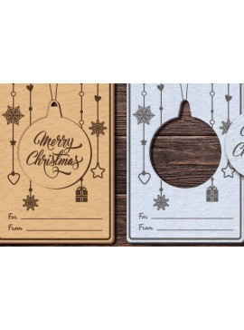 Σετ των 2 Intra απο ξύλο plywood 3mm-4mm πάχος Χριστουγεννιάτικη κάρτα με κρεμαστό παιχνίδι Δίασταση 14x14 cm INTRAFABR-36561794