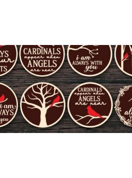 Σετ των 2 Intra απο ξύλο plywood 3mm-4mm πάχος Christmas Cardinal Bird Sign Cut  Δίασταση 15x15 cm INTRAFABR-35224106