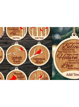 Σετ των 3 Intra απο ξύλο plywood 3mm-4mm πάχος χριστουγεννιάτικων καρδινάλιων στολίδι Δίασταση 8x8 cm INTRAFABR-105643322