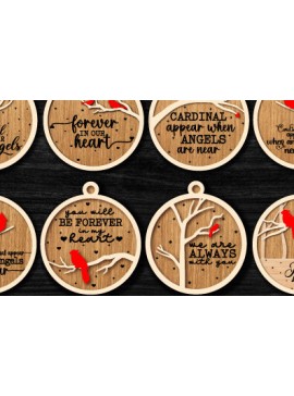 Σετ των 3 Intra απο ξύλο plywood 3mm-4mm πάχος Χριστουγεννιάτικο καρδινάλιο στολίδι με λέιζερ Δίασταση 8x8 cm INTRAFABR-76118965