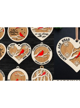 Σετ των 3 Intra απο ξύλο plywood 3mm-4mm πάχος Χριστουγεννιάτικο Καρδινάλιο Στολίδι Bu Δίασταση 8x8 cm INTRAFABR-76361021