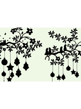 Σετ των 3 Intra απο ξύλο plywood 3mm-4mm πάχος Χριστουγεννιάτικο διακοσμητικό δέντρο με φύλλα γάτας Δίασταση 15x15 cm INTRAFABR-80518174