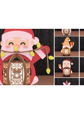 Σετ των 2 Intra απο ξύλο plywood 3mm-4mm πάχος φαναριού χριστουγεννιάτικων χαρακτήρων Δίασταση 30x20 cm INTRAFABR-108066628