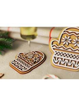 Σετ των 2 Intra απο ξύλο plywood 3mm-4mm πάχος Χριστουγεννιάτικο σουβέρ| Κύπελλο σουβέρ |Διακοπές Δίασταση 15x15 cm INTRAFABR-107886379