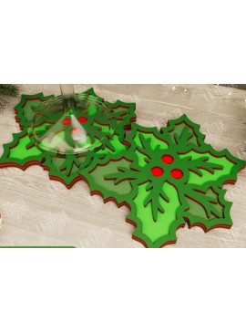 Σετ των 2 Intra απο ξύλο plywood 3mm-4mm πάχος Χριστουγεννιάτικο σουβέρ | Διακοπές | Γκι Δίασταση 15x15 cm INTRAFABR-107016838