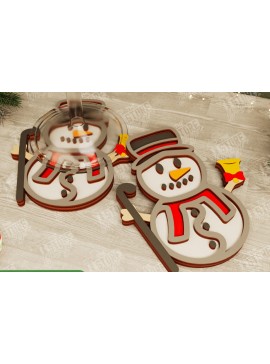 Σετ των 2 Intra απο ξύλο plywood 3mm-4mm πάχος Χριστουγεννιάτικο σουβέρ | Διακοπές | Χιονάνθρωπος Δίασταση 15x15 cm INTRAFABR-107016977