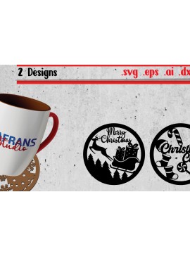 Σετ των 3 Intra απο ξύλο plywood 3mm-4mm πάχος Χριστουγεννιάτικα κομμένα για σουβέρ για καφέ Δίασταση 8x8 cm INTRAFABR-111071055