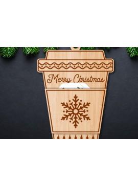 Σετ των 2 Intra απο ξύλο plywood 3mm-4mm πάχος Θήκη δώρου για χριστουγεννιάτικο καφέ Δίασταση 15x15 cm INTRAFABR-77792226