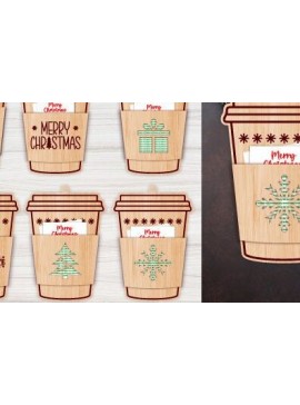 Σετ των 2 Intra απο ξύλο plywood 3mm-4mm πάχος Θήκη δώρου για χριστουγεννιάτικο καφέ Δίασταση 15x15 cm INTRAFABR-40447427