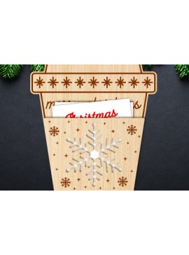 Σετ των 2 Intra απο ξύλο plywood 3mm-4mm πάχος Θήκη δώρου για χριστουγεννιάτικο καφέ Δίασταση 15x15 cm INTRAFABR-83613872