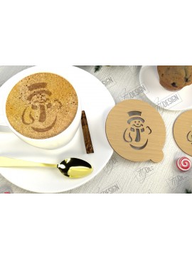 Σετ των 2 Intra απο ξύλο plywood 3mm-4mm πάχος Στένσιλ χριστουγεννιάτικου καφέ | Λάτρης του καφέ Δίασταση 15x15 cm INTRAFABR-107633662