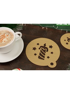Σετ των 2 Intra απο ξύλο plywood 3mm-4mm πάχος Στένσιλ χριστουγεννιάτικου καφέ | Διακοπές |CNC Δίασταση 15x15 cm INTRAFABR-107555492