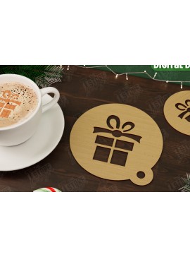 Σετ των 2 Intra απο ξύλο plywood 3mm-4mm πάχος Στένσιλ χριστουγεννιάτικου καφέ | Διακοπές |CNC Δίασταση 15x15 cm INTRAFABR-107555534