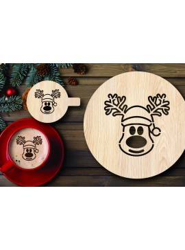 Σετ των 2 Intra απο ξύλο plywood 3mm-4mm πάχος Χριστουγεννιάτικο στένσιλ καφέ με λέιζερ Δίασταση 15x15 cm INTRAFABR-108529182