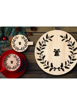 Σετ των 2 Intra απο ξύλο plywood 3mm-4mm πάχος Χριστουγεννιάτικο στένσιλ καφέ με λέιζερ Δίασταση 15x15 cm INTRAFABR-108529288