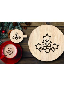 Σετ των 2 Intra απο ξύλο plywood 3mm-4mm πάχος Χριστουγεννιάτικο στένσιλ καφέ με λέιζερ Δίασταση 15x15 cm INTRAFABR-108529538