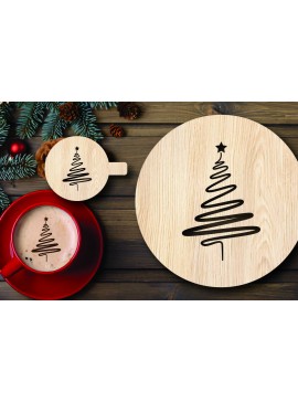 Σετ των 2 Intra απο ξύλο plywood 3mm-4mm πάχος Χριστουγεννιάτικο στένσιλ καφέ με λέιζερ Δίασταση 15x15 cm INTRAFABR-108529100