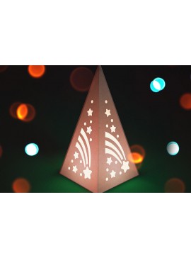 Σετ των 2 Intra απο ξύλο plywood 3mm-4mm πάχος Χριστουγεννιάτικο φανάρι κώνου με λέιζερ | Δίασταση 15x15 cm INTRAFABR-75473575