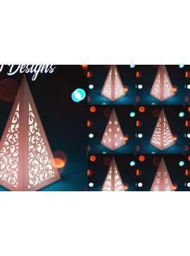 Σετ των 2 Intra απο ξύλο plywood 3mm-4mm πάχος Χριστουγεννιάτικο φανάρι κώνου με λέιζερ | Δίασταση 15x15 cm INTRAFABR-72556628