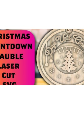 Σετ των 2 Intra απο ξύλο plywood 3mm-4mm πάχος Χριστουγεννιάτικη αντίστροφη μέτρηση Μπιχλιμπίδι Δίασταση 15x15 cm INTRAFABR-107191121