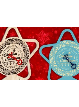 Σετ των 3 Intra απο ξύλο plywood 3mm-4mm πάχος Χριστουγεννιάτικη αντίστροφη μέτρηση Μπιχλιμπίδι Δίασταση 15x15 cm INTRAFABR-107913469