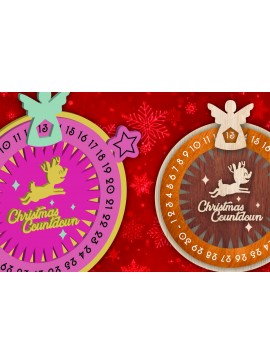 Σετ των 3 Intra απο ξύλο plywood 3mm-4mm πάχος Χριστουγεννιάτικη αντίστροφη μέτρηση Μπιχλιμπίδι Δίασταση 15x15 cm INTRAFABR-107913545