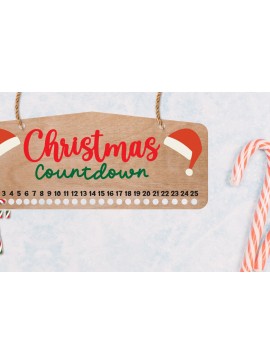 Σετ των 2 Intra απο ξύλο plywood 3mm-4mm πάχος Χριστουγεννιάτικη αντίστροφη μέτρηση | Candy Cane Δίασταση 15x15 cm INTRAFABR-109342756