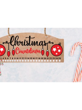 Σετ των 2 Intra απο ξύλο plywood 3mm-4mm πάχος Χριστουγεννιάτικη αντίστροφη μέτρηση | Candy Cane Δίασταση 15x15 cm INTRAFABR-109717932