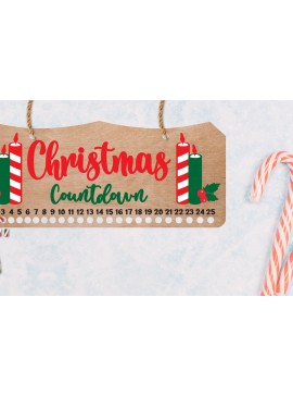 Σετ των 2 Intra απο ξύλο plywood 3mm-4mm πάχος Χριστουγεννιάτικη αντίστροφη μέτρηση | Candy Cane Δίασταση 15x15 cm INTRAFABR-110036137