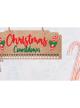 Σετ των 2 Intra απο ξύλο plywood 3mm-4mm πάχος Χριστουγεννιάτικη αντίστροφη μέτρηση | Candy Cane Δίασταση 15x15 cm INTRAFABR-110302119