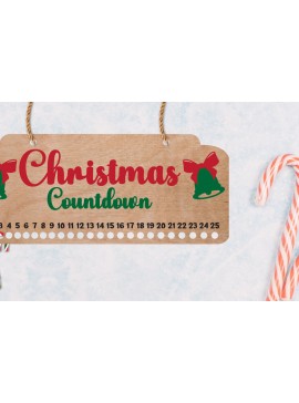 Σετ των 2 Intra απο ξύλο plywood 3mm-4mm πάχος Χριστουγεννιάτικη αντίστροφη μέτρηση | Candy Cane Δίασταση 15x15 cm INTRAFABR-110564724