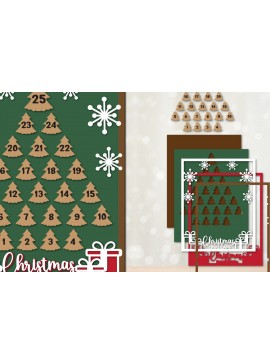 Σετ των 2 Intra απο ξύλο plywood 3mm-4mm πάχος Χριστουγεννιάτικη αντίστροφη μέτρηση | Χριστουγεννιάτικο ημερολόγιο Δίασταση 15x15 cm INTRAFABR-108629924