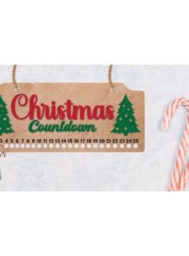 Σετ των 2 Intra απο ξύλο plywood 3mm-4mm πάχος Χριστουγεννιάτικη αντίστροφη μέτρηση | Χριστουγεννιάτικο ημερολόγιο Δίασταση 15x15 cm INTRAFABR-109132297