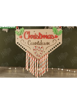 Σετ των 2 Intra απο ξύλο plywood 3mm-4mm πάχος Χριστουγεννιάτικη αντίστροφη μέτρηση | Χριστουγεννιάτικο ημερολόγιο Δίασταση 15x15 cm INTRAFABR-106126167