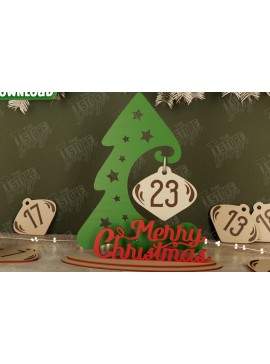 Σετ των 2 Intra απο ξύλο plywood 3mm-4mm πάχος Χριστουγεννιάτικη αντίστροφη μέτρηση | Χριστουγεννιάτικο ημερολόγιο Δίασταση 15x15 cm INTRAFABR-106126204