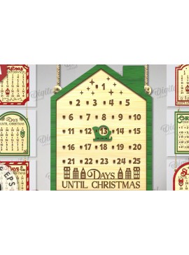 Σετ των 2 Intra απο ξύλο plywood 3mm-4mm πάχος αποκοπής λέιζερ αντίστροφης μέτρησης Χριστουγέννων Δίασταση 15x15 cm INTRAFABR-109485236