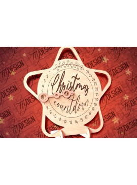 Σετ των 2 Intra απο ξύλο plywood 3mm-4mm πάχος Χριστουγεννιάτικη αντίστροφη μέτρηση με λέιζερ | CNC Δίασταση 15x15 cm INTRAFABR-80857313