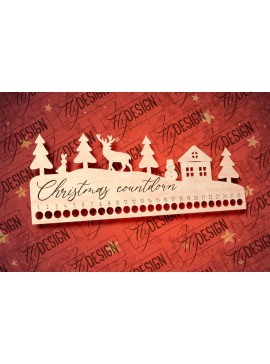 Σετ των 2 Intra απο ξύλο plywood 3mm-4mm πάχος Χριστουγεννιάτικη αντίστροφη μέτρηση με λέιζερ | CNC Δίασταση 15x15 cm INTRAFABR-80857322