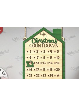 Σετ των 2 Intra απο ξύλο plywood 3mm-4mm πάχος Χριστουγεννιάτικη αντίστροφη μέτρηση σχέδιο κοπής με λέιζερ Δίασταση 15x15 cm INTRAFABR-109484168