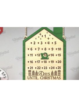 Σετ των 3 Intra απο ξύλο plywood 3mm-4mm πάχος Χριστουγεννιάτικη αντίστροφη μέτρηση σχέδιο κοπής με λέιζερ Δίασταση 15x15 cm INTRAFABR-109483912