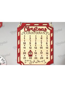 Σετ των 2 Intra απο ξύλο plywood 3mm-4mm πάχος Χριστουγεννιάτικη αντίστροφη μέτρηση σχέδιο κοπής με λέιζερ Δίασταση 15x15 cm INTRAFABR-109483945